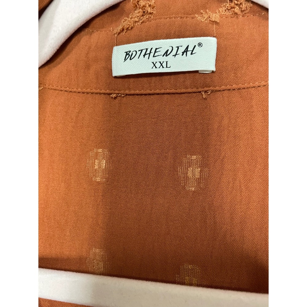 Bothenial Button Down Blouse Womens XXL Orange Excellent Pom Pom Textured Top - Picture 2 of 3